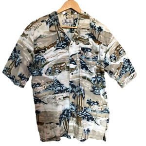 Vintage Cotton Retro Hawaiian Button Up Short Sleeved Shirt Medium